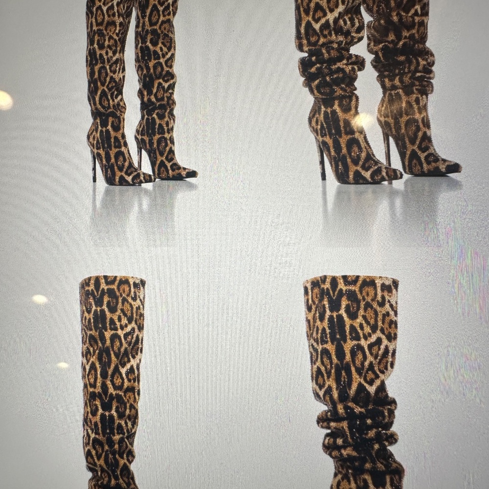 NIB AZALEA THIGH HIGH LEOPARD PRINT EMBELLISHED SEXY BOOTS 8🔥🔥🔥 - Picture 17 of 17
